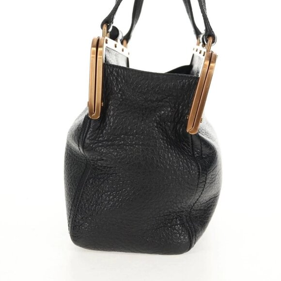 PRADA Gamaguchi Hand Bag Leather Black Gold Auth yk19666V - Picture 5 of 16